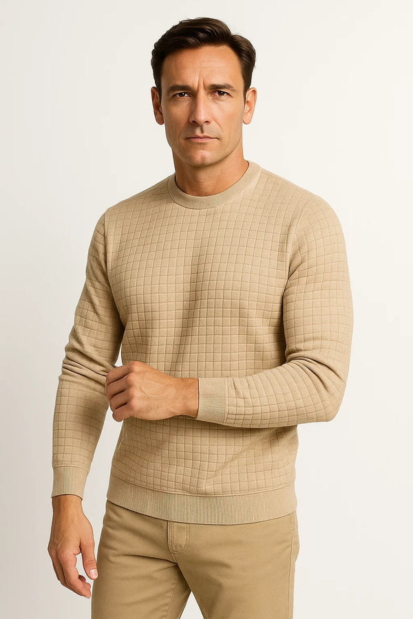 Checkered Round neck Casual Cotton Sweater