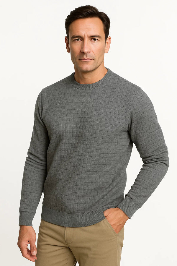 Checkered Round neck Casual Cotton Sweater