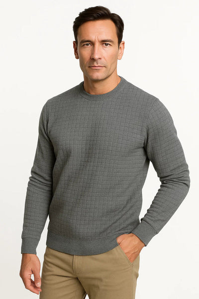 Checkered Round neck Casual Cotton Sweater