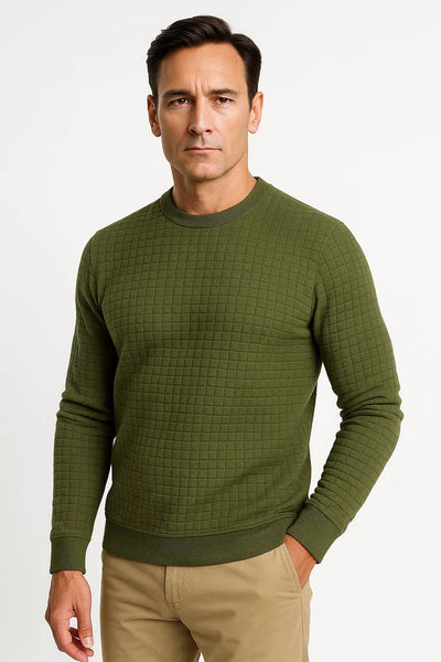 Checkered Round neck Casual Cotton Sweater