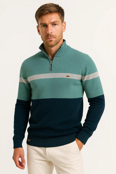 Casual Pullover Half Zipper Sweater with elasticated cuffs