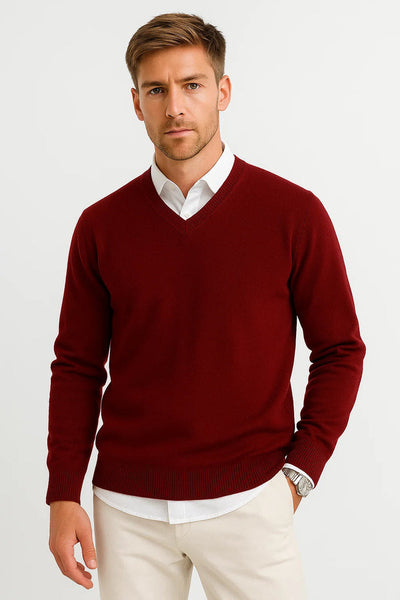 Lightweight Wool-Blend Sweater with a V-neck