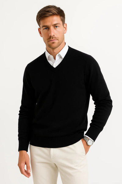 Lightweight Wool-Blend Sweater with a V-neck