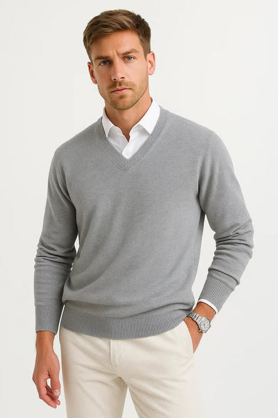 Lightweight Wool-Blend Sweater with a V-neck