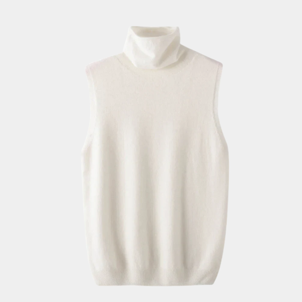 Sleeveless Slim Fit Sweater with a High Collar