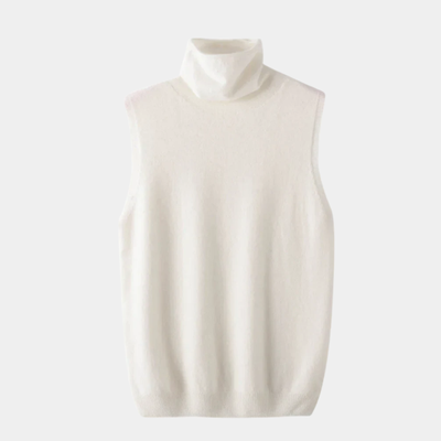 Sleeveless Slim Fit Sweater with a High Collar