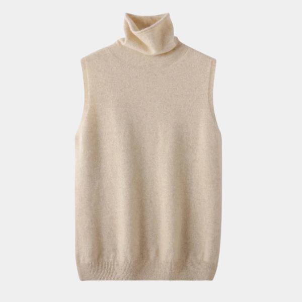 Sleeveless Slim Fit Sweater with a High Collar
