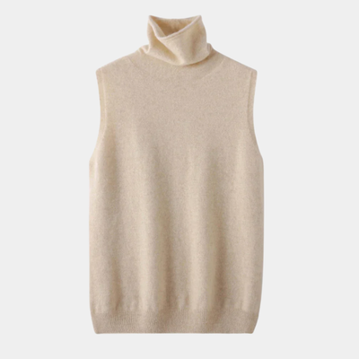 Sleeveless Slim Fit Sweater with a High Collar