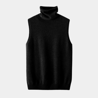 Sleeveless Slim Fit Sweater with a High Collar