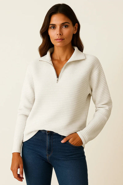 Classic Women's Winter Sweater with Half Zipper