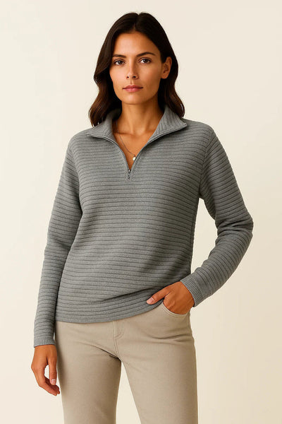 Classic Women's Winter Sweater with Half Zipper