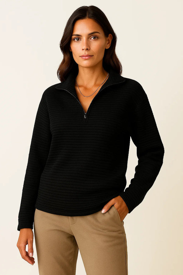 Classic Women's Winter Sweater with Half Zipper