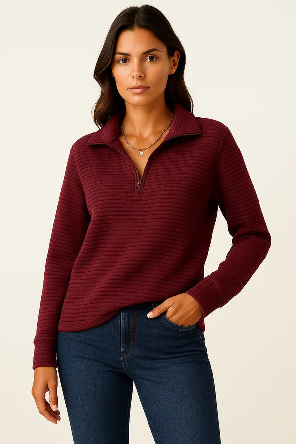 Classic Women's Winter Sweater with Half Zipper