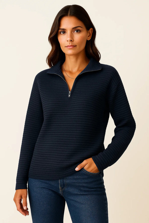 Classic Women's Winter Sweater with Half Zipper