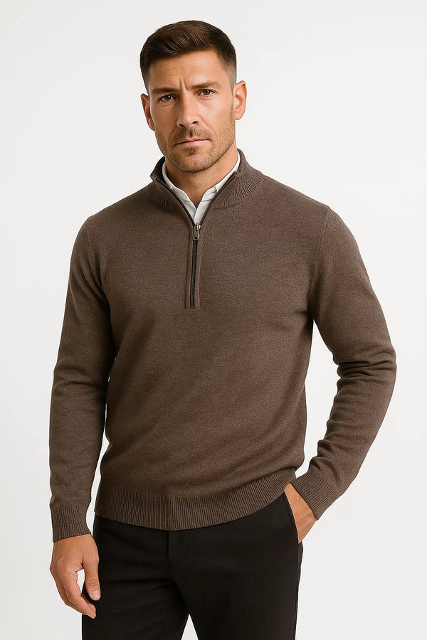 Merino Wool sweater with half zipper