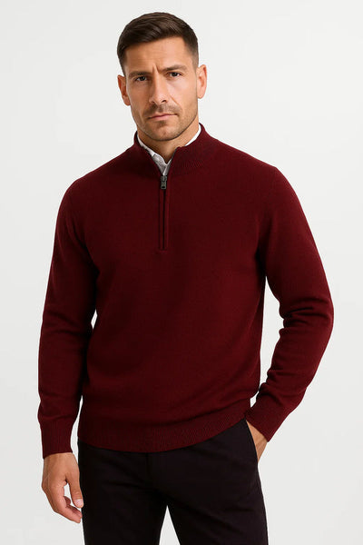 Merino Wool sweater with half zipper