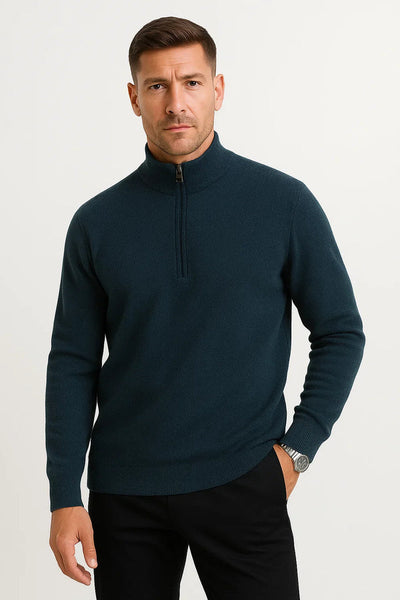 Merino Wool sweater with half zipper