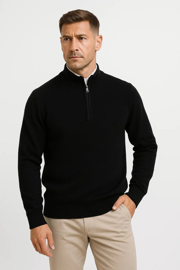 Merino Wool sweater with half zipper