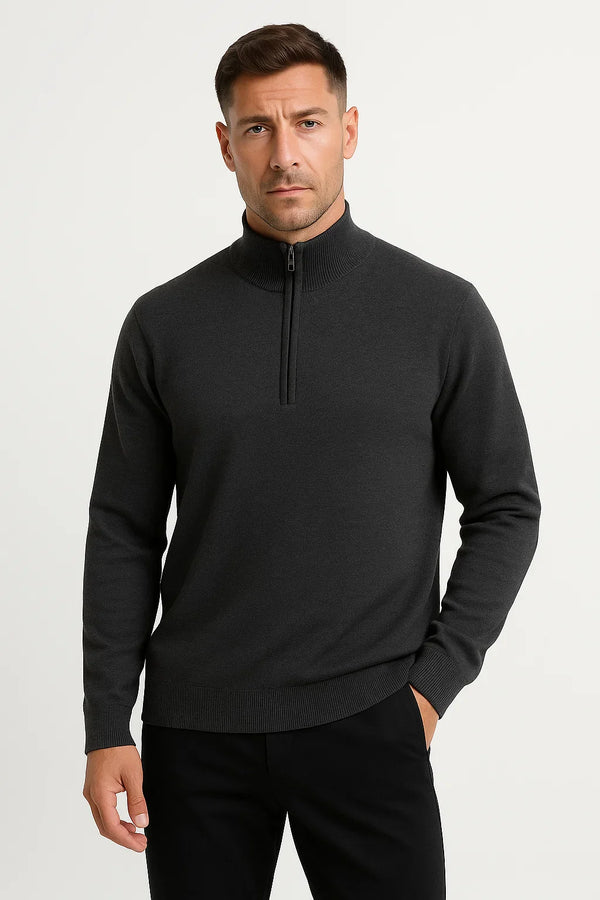Merino Wool sweater with half zipper