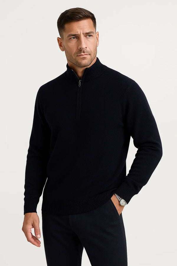 Merino Wool sweater with half zipper