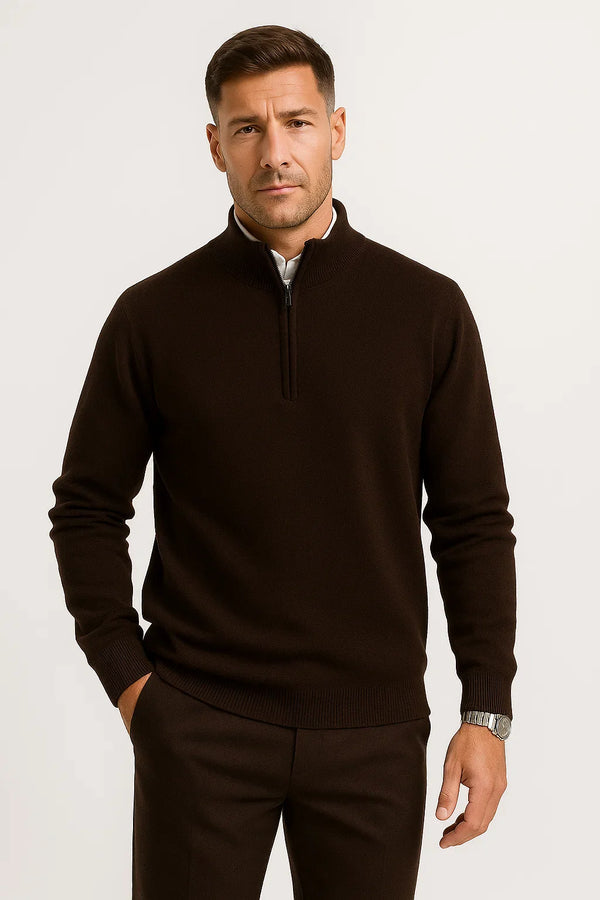 Merino Wool sweater with half zipper