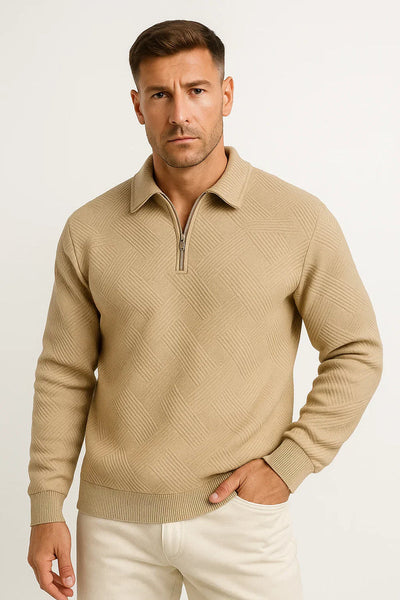 Stylish Half Zip Sweater with geometric design