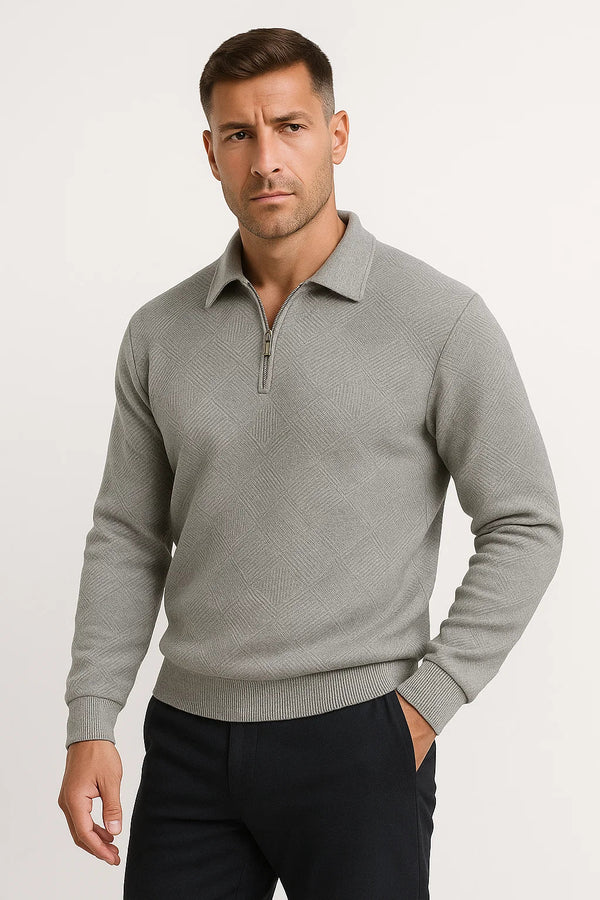 Stylish Half Zip Sweater with geometric design