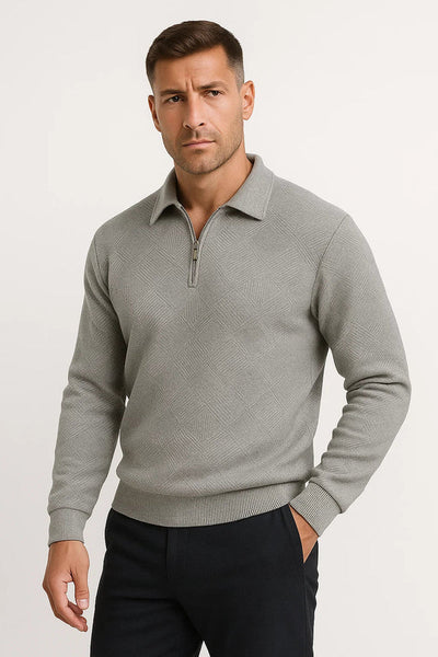 Stylish Half Zip Sweater with geometric design