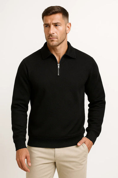 Stylish Half Zip Sweater with geometric design